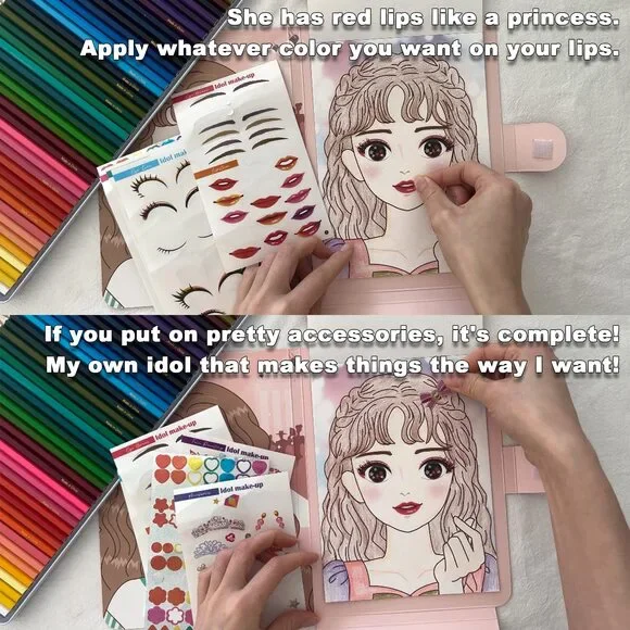 Premium K-Idol Makeup Fashion Sticker Book, Makeup & Hair Design Portfolio Begi